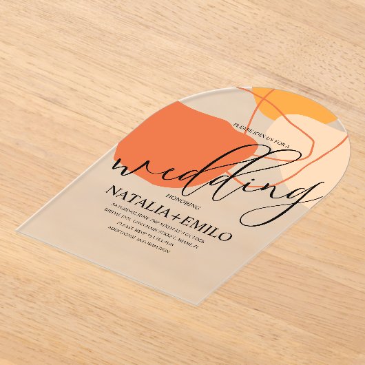 Abstracte vormen en lijnen Terracotta Wedding Acryl Uitnodigingen (Laagn)