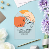 Abstracte vormen en lijnen Terracotta Wedding Acryl Uitnodigingen (Insitu (Huwelijk))