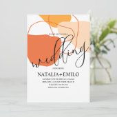 Abstracte vormen en lijnen Terracotta Wedding Kaart (Staand voorkant)