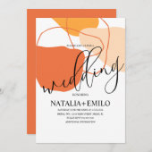 Abstracte vormen en lijnen Terracotta Wedding Kaart (Voorkant / Achterkant)
