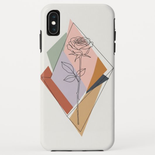 Abstracte Vormen en Roos Line Art Phone Case – Cus (Achterkant)