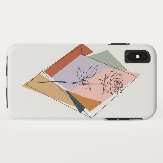 Abstracte Vormen en Roos Line Art Phone Case – Cus (Achterkant (horizontaal))