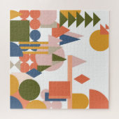 Abstracte vormen Geometrische folkkleuren landscha Legpuzzel (Horizontaal)