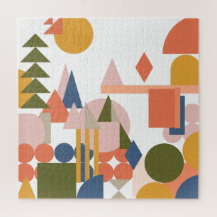 Abstracte vormen Geometrische folkkleuren landscha Legpuzzel