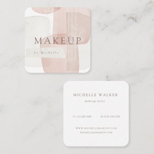 Abstracte vormen getextureerde moderne make-up art vierkante visitekaartje (Voorkant / Achterkant)