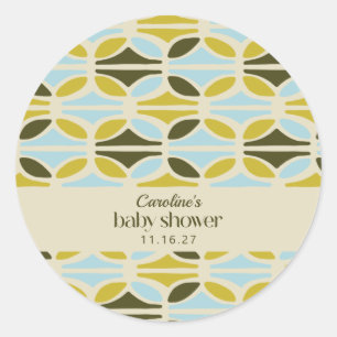 Abstracte vormen Groen blauw Baby shower Aangepast Ronde Sticker