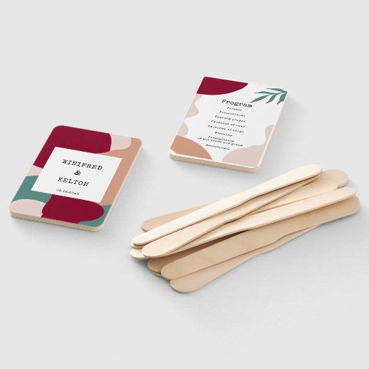 Abstracte vormen hedendaags trouwprogramma handwaaier (Niet-gemonteerd)