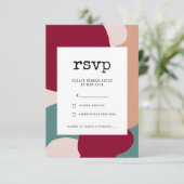 Abstracte vormen hedendaagse bruiloft RSVP kaartje (Staand voorkant)
