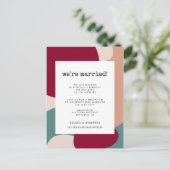 Abstracte vormen hedendaagse trouwaankondiging briefkaart (Staand voorkant)