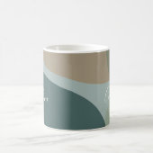 Abstracte Vormen in Blauwgroen Aangepaste Naam van Koffiemok (Center)