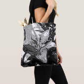abstracte vormen in zwart-wit tote bag (Dichtbij)