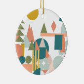 Abstracte vormen Landschap Blauw Groen Geometrisch Keramisch Ornament (Rechts)