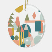 Abstracte vormen Landschap Blauw Groen Geometrisch Keramisch Ornament (Links)