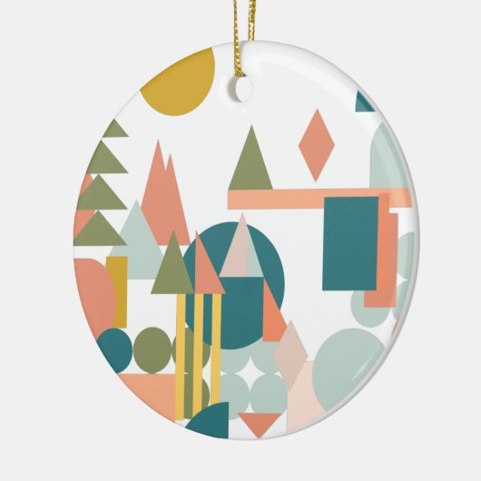 Abstracte vormen Landschap Blauw Groen Geometrisch Keramisch Ornament (Links)