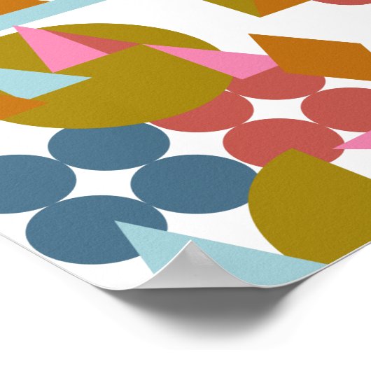 Abstracte vormen Landschap Blauw roze Geometrisch Poster (Hoek)