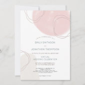 Abstracte vormen lijnen roze crème virtuele bruilo kaart (Voorkant)