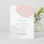 Abstracte vormen lijnen roze crème virtuele bruilo kaart (Staand voorkant)