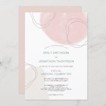 Abstracte vormen lijnen roze crème virtuele bruilo