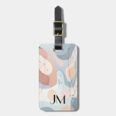 Abstracte vormen met bloemversiering bagagelabel (Voorkant verticaal)