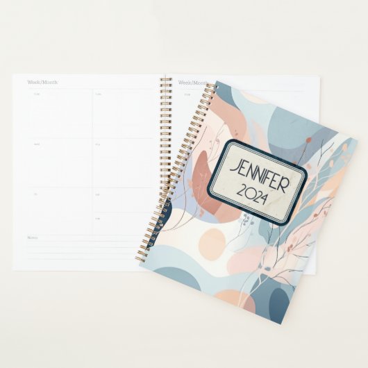 Abstracte vormen met bloemversiering planner (Display)