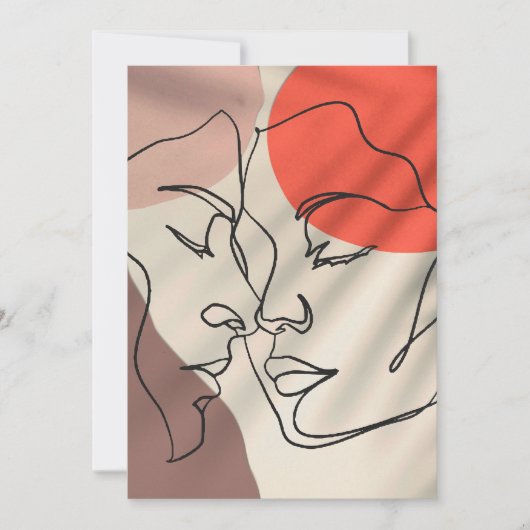 Abstracte vormen minimalistisch paar voor lijnteke feestdagenkaart (Voorkant)