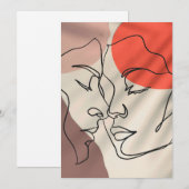 Abstracte vormen minimalistisch paar voor lijnteke feestdagenkaart (Voorkant / Achterkant)