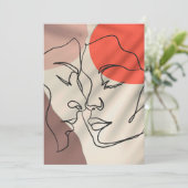 Abstracte vormen minimalistisch paar voor lijnteke feestdagenkaart (Staand voorkant)