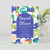 Abstracte vormen naadloos patroon met PhotoWedding Kaart (Staand voorkant)