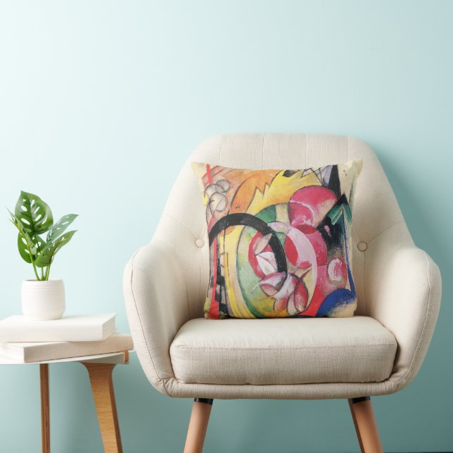Abstracte vormen (ook gekend als Gekleurde bloemen Kussen (Stoel)