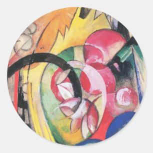 Abstracte vormen (ook gekend als Gekleurde bloemen Ronde Sticker