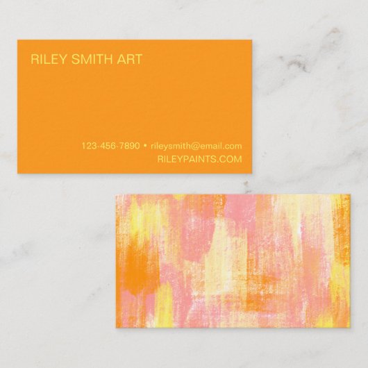 Abstracte vormen Oranje Geel Roze Boho Visitekaartje (Voorkant / Achterkant)