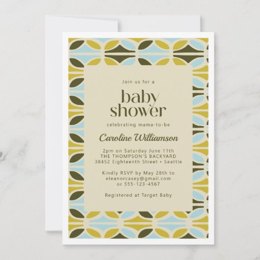 Abstracte vormen Pattern Green Blue Baby shower Kaart (Voorkant)