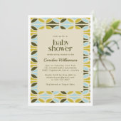 Abstracte vormen Pattern Green Blue Baby shower Kaart (Staand voorkant)