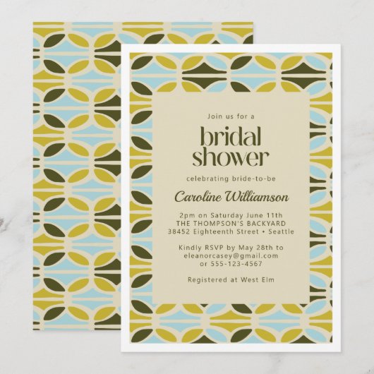 Abstracte vormen Pattern Green Blue Vrijgezellenfe Kaart (Voorkant / Achterkant)