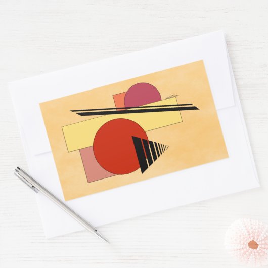 Abstracte vormen rechthoekige sticker (Envelop)