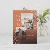 Abstracte vormen Terracotta Marble Back & 2 Foto's Save The Date (Staand voorkant)