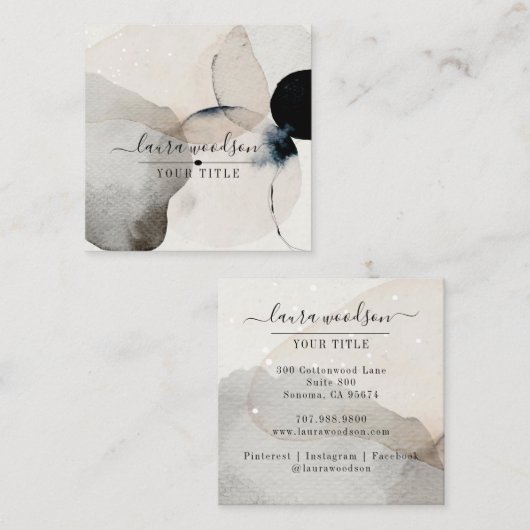 Abstracte vormen van aardeWaterverf Vierkante Visitekaartje (Voorkant / Achterkant)