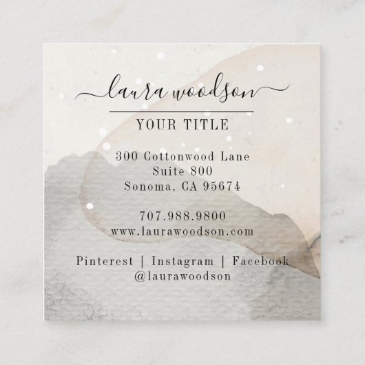 Abstracte vormen van aardeWaterverf Vierkante Visitekaartje (Achterkant)