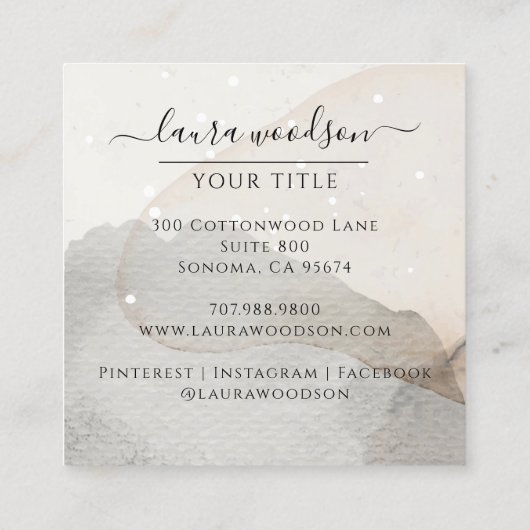 Abstracte vormen van aardeWaterverf Vierkante Visitekaartje (Achterkant)