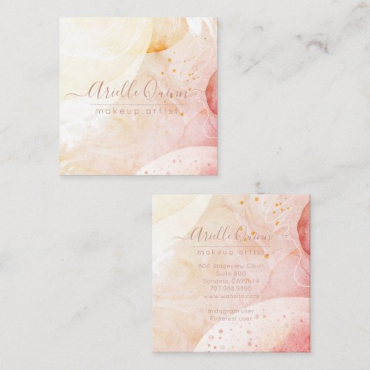 Abstracte vormen van artistieke Waterverf Vierkante Visitekaartje (Voorkant / Achterkant)