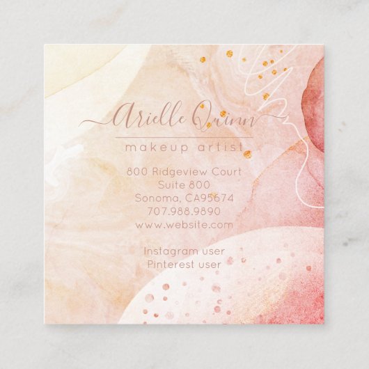 Abstracte vormen van artistieke Waterverf Vierkante Visitekaartje (Achterkant)