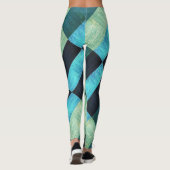 Abstracte vormen van blauwe tinten leggings (Achterkant)