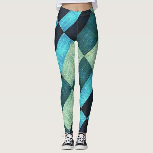 Abstracte vormen van blauwe tinten leggings (Voorkant)
