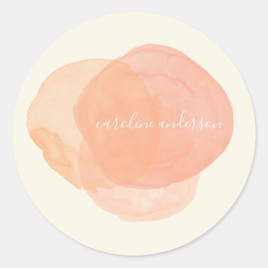 Abstracte vormen van de Waterverf in Peach Geperso Ronde Sticker (Voorkant)