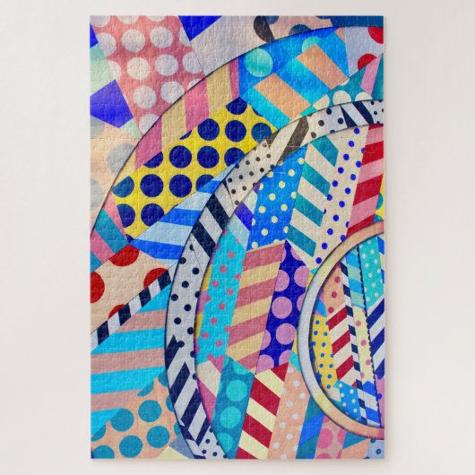 Abstracte vormen van kleurrijke vun, volwassene legpuzzel (Verticaal)