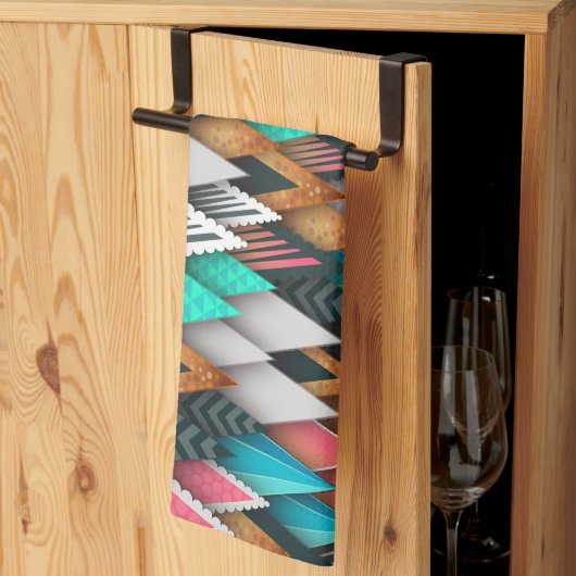 Abstracte vormen van regenboog kleuren keukendoek theedoek (Derde Gevouwen)