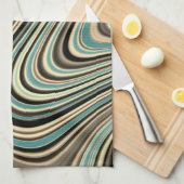 Abstracte vormen van Retro Curvy Theedoek (Quarter Fold)