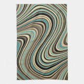 Abstracte vormen van Retro Curvy Theedoek (Verticaal)