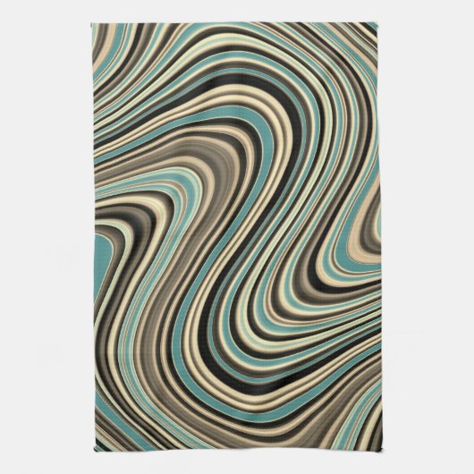 Abstracte vormen van Retro Curvy Theedoek (Verticaal)