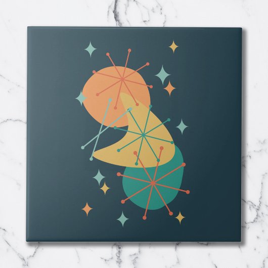 Abstracte vormen van Retro-houtskool uit het midde Tegeltje